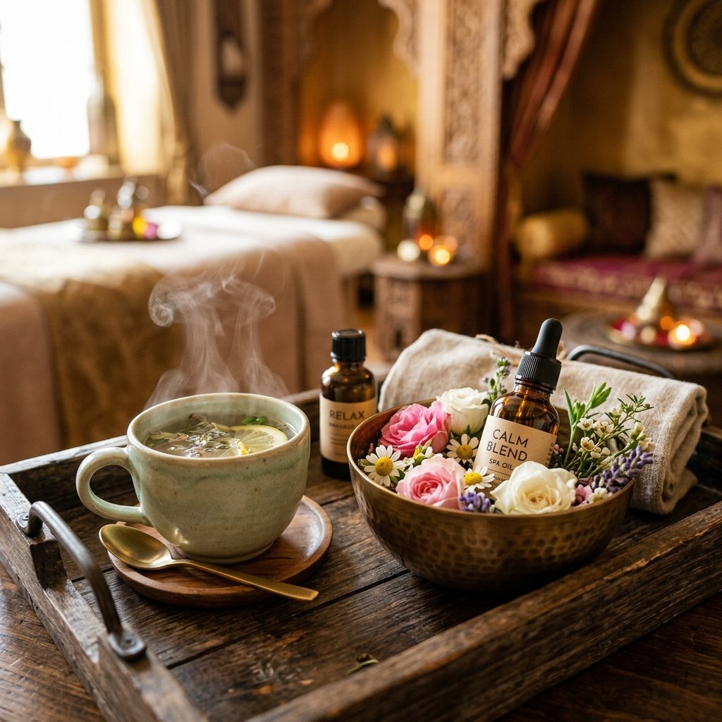 Herbal Tea & Floral Self-Care Tray - Royal International Spa Mysore